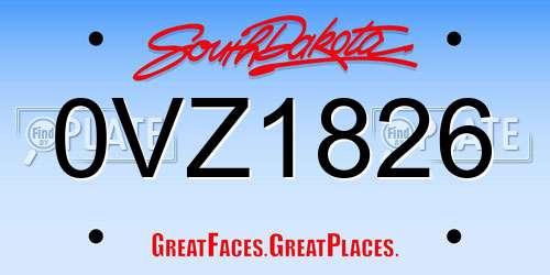 0VZ1826 South Dakota License Plate