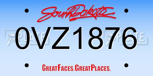 0VZ1876 South Dakota License Plate