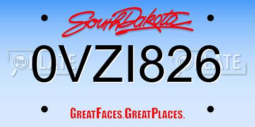 0VZI826 South Dakota License Plate