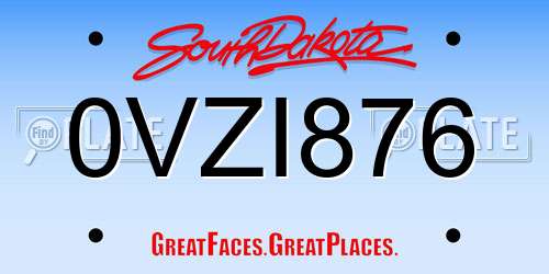 0VZI876 South Dakota License Plate