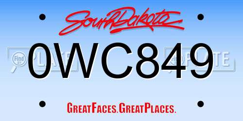 0WC849 South Dakota License Plate