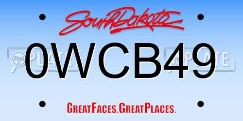 0WCB49 South Dakota License Plate