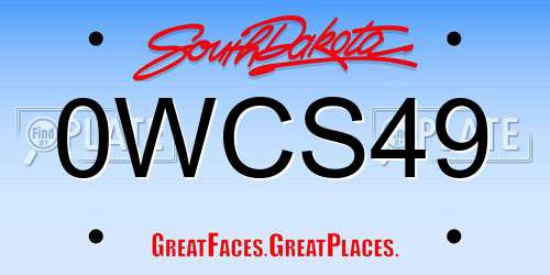 0WCS49 South Dakota License Plate