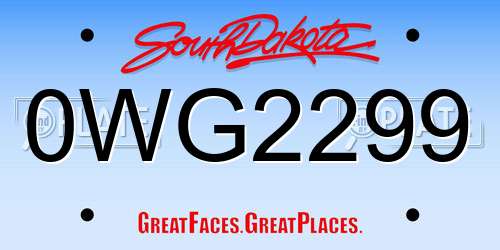 0WG2299 South Dakota License Plate