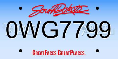 0WG7799 South Dakota License Plate