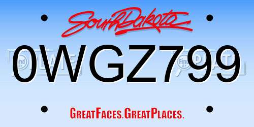 0WGZ799 South Dakota License Plate