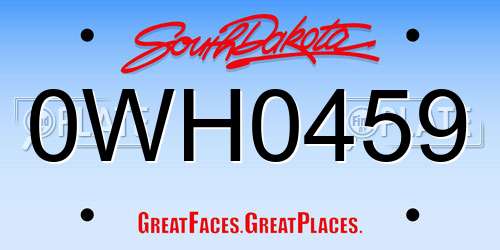 0WH0459 South Dakota License Plate