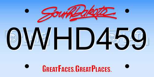 0WHD459 South Dakota License Plate