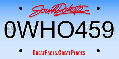 0WHO459 South Dakota License Plate