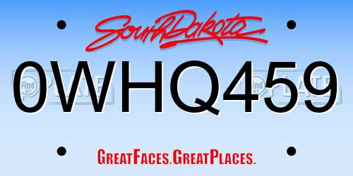 0WHQ459 South Dakota License Plate