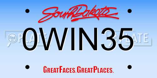 0WIN35 South Dakota License Plate