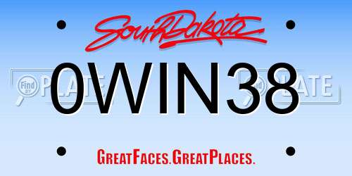 0WIN38 South Dakota License Plate