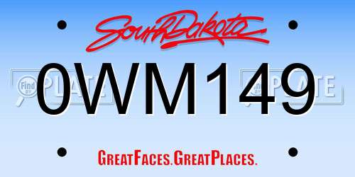 0WM149 South Dakota License Plate