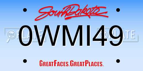0WMI49 South Dakota License Plate