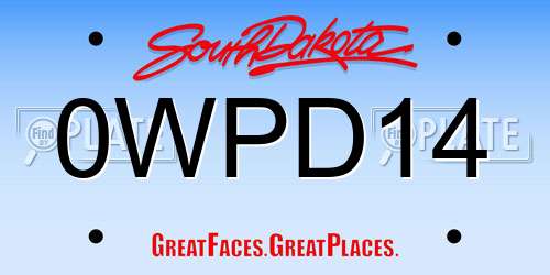 0WPD14 South Dakota License Plate