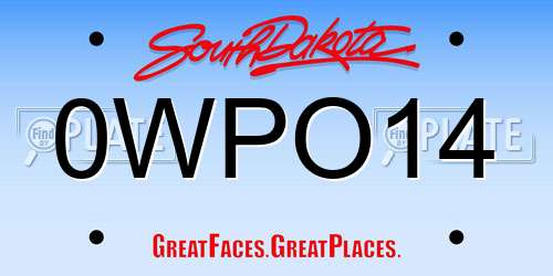 0WPO14 South Dakota License Plate