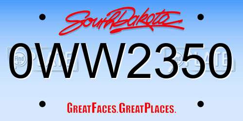 0WW2350 South Dakota License Plate