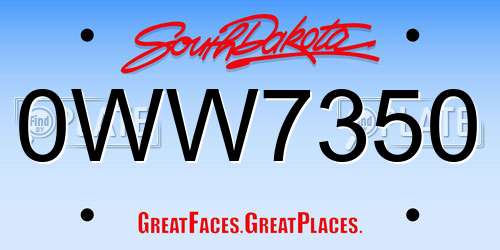 0WW7350 South Dakota License Plate