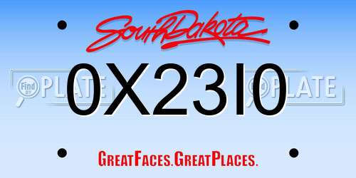 0X23I0 South Dakota License Plate