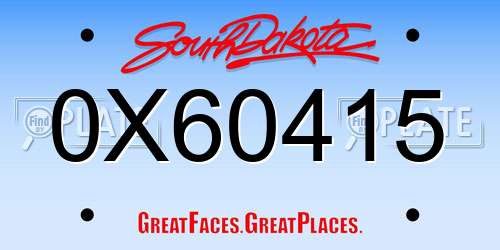 0X60415 South Dakota License Plate