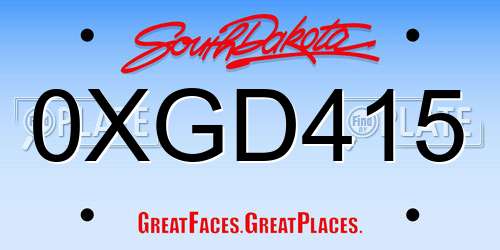 0XGD415 South Dakota License Plate