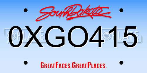 0XGO415 South Dakota License Plate