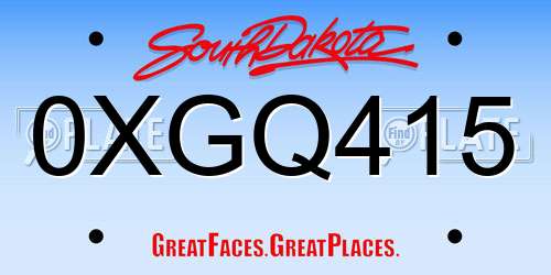 0XGQ415 South Dakota License Plate