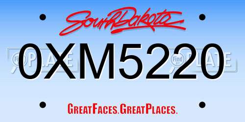 0XM5220 South Dakota License Plate