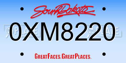 0XM8220 South Dakota License Plate