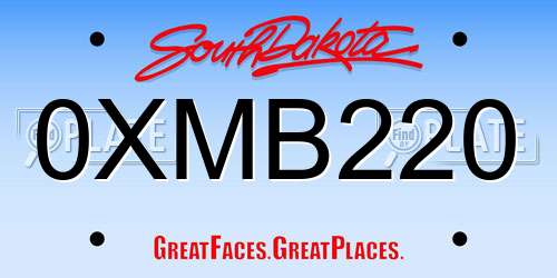 0XMB220 South Dakota License Plate
