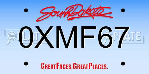 0XMF67 South Dakota License Plate