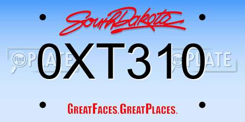 0XT310 South Dakota License Plate