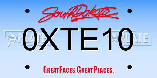 0XTE10 South Dakota License Plate