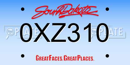 0XZ310 South Dakota License Plate