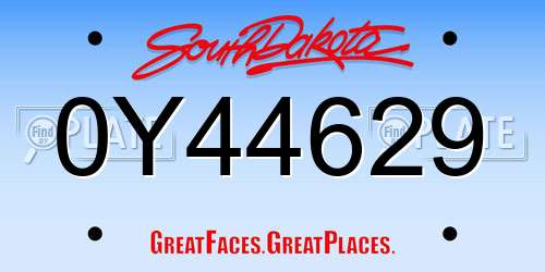 0Y44629 South Dakota License Plate