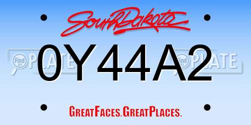 0Y44A2 South Dakota License Plate