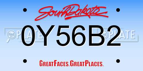 0Y56B2 South Dakota License Plate