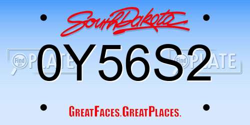 0Y56S2 South Dakota License Plate