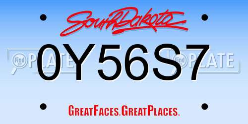 0Y56S7 South Dakota License Plate
