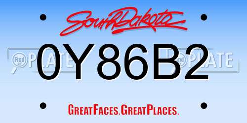 0Y86B2 South Dakota License Plate