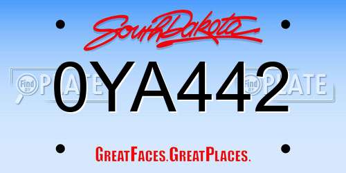 0YA442 South Dakota License Plate