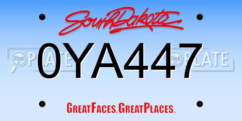 0YA447 South Dakota License Plate