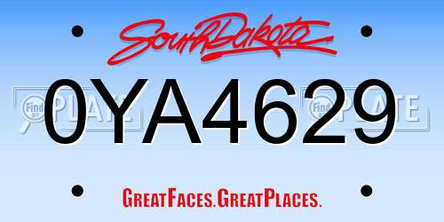 0YA4629 South Dakota License Plate