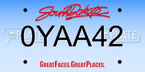 0YAA42 South Dakota License Plate