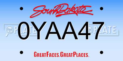 0YAA47 South Dakota License Plate