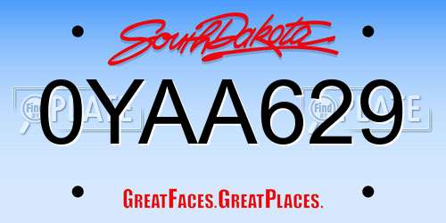 0YAA629 South Dakota License Plate