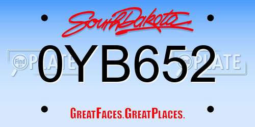 0YB652 South Dakota License Plate