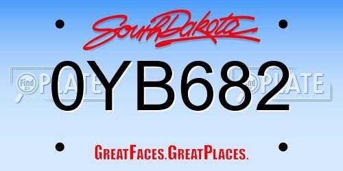 0YB682 South Dakota License Plate