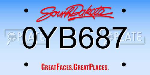 0YB687 South Dakota License Plate