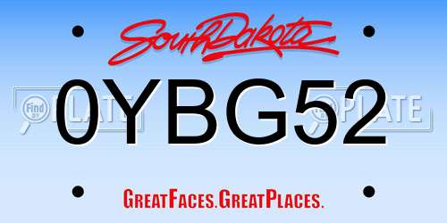 0YBG52 South Dakota License Plate